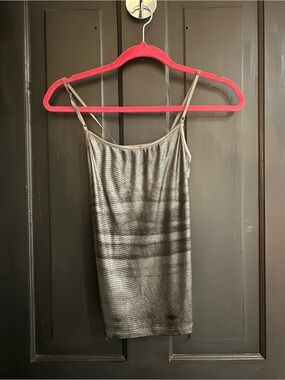 Metallic Silver Tank Top with Thin Straps